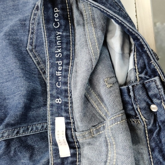 Lc Lauren Conrad Denim Cuffed Skinny Crop, Size 8 - Picture 9 of 11